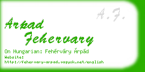 arpad fehervary business card