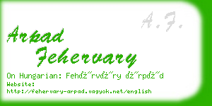 arpad fehervary business card